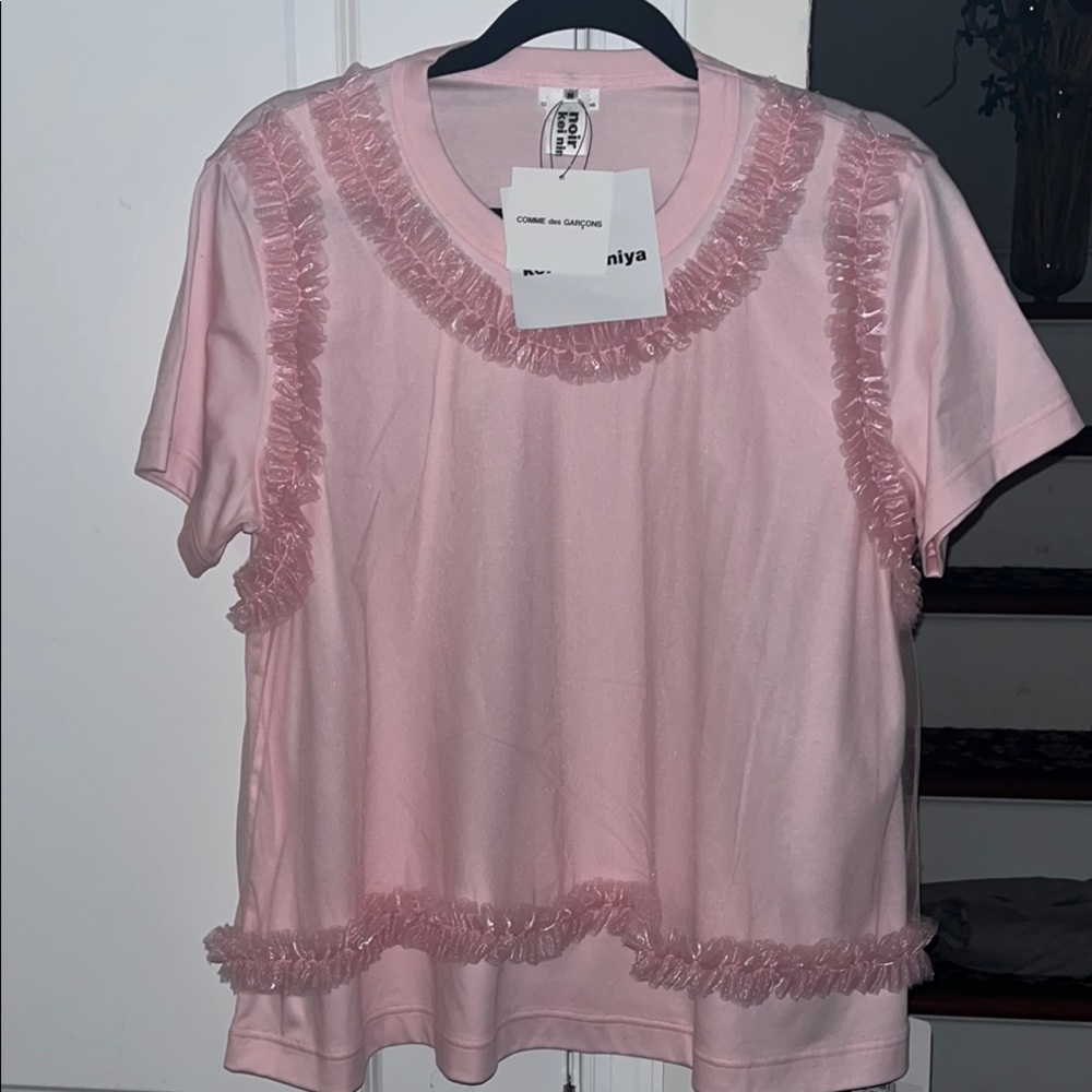 Noir Kei Ninomiya Pink Ruffle Trimmed Tee